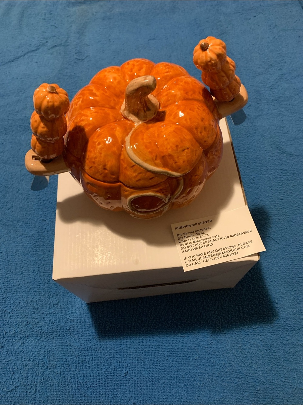 Ceramic Pumpkin Dip Server - Bright Orange
